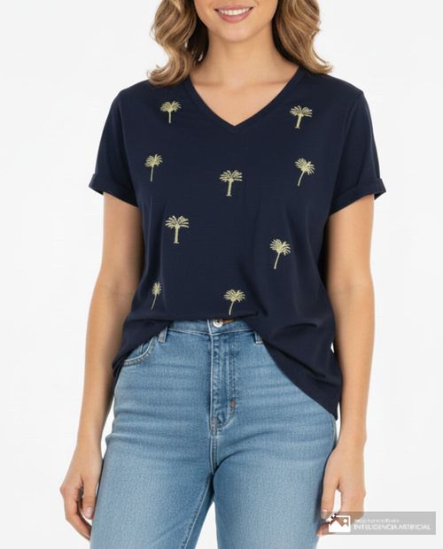 Camiseta Sabrina estampada manga corta para mujer