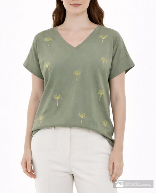 Camiseta Sabrina estampada manga corta para mujer