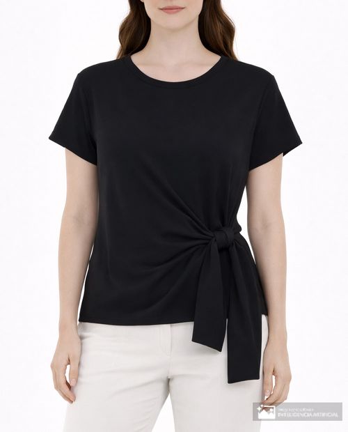 Blusa Sabrina casual negra manga corta para mujer