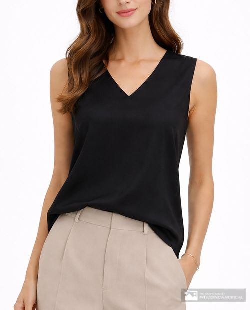 Blusa Nicolle casual negra sin mangas para mujer