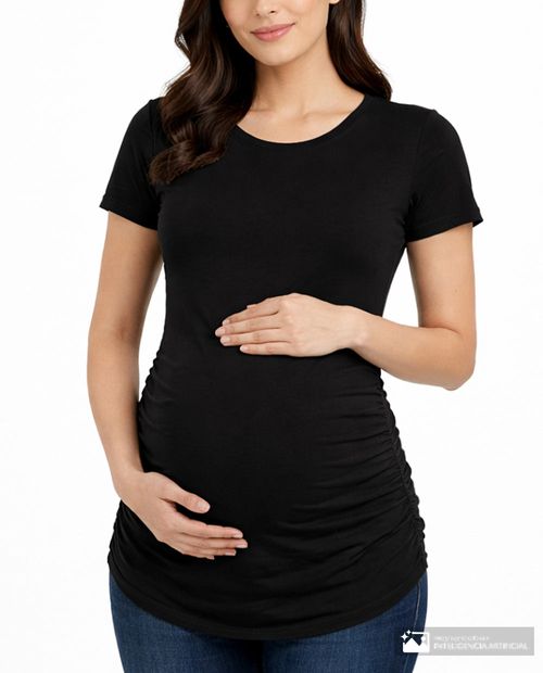 Camiseta maternal Sabrina negra manga corta para mujer
