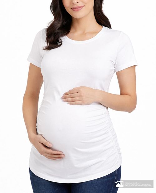 Camiseta maternal Sabrina blanca manga corta para mujer