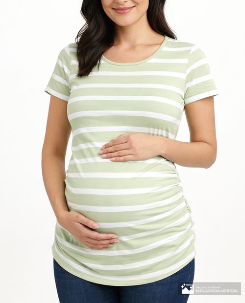 Camiseta maternal Sabrina rayada manga corta para mujer