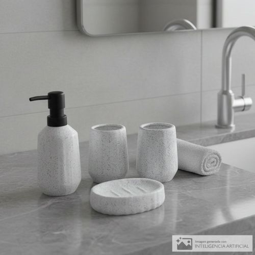 Set 4 piezas de baño con textura tipo granito