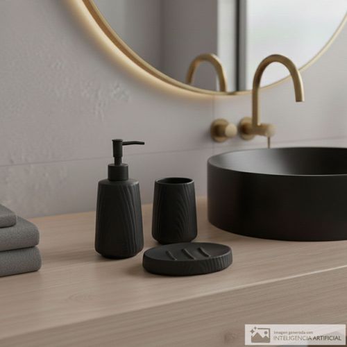 Set de baño 3 piezas de cerámica con textura