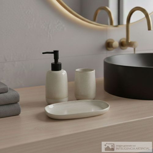 Set de baño 3 piezas de cerámica con diseño moteado