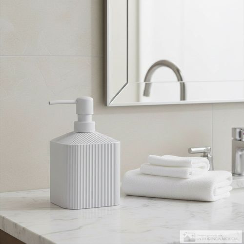 Dispensador de poliresina para jabón líquido textura líneas 16 cm