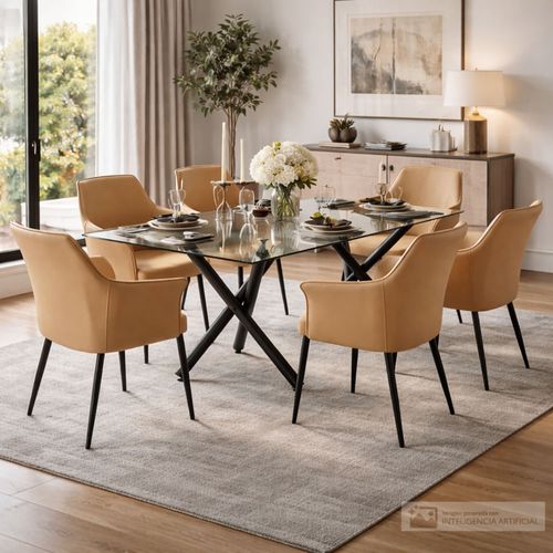Comedor 6 personas rectangular Nero