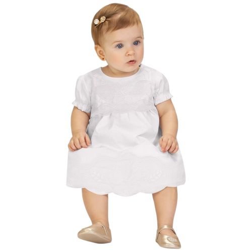 Vestido blanco bordado para bebé niña