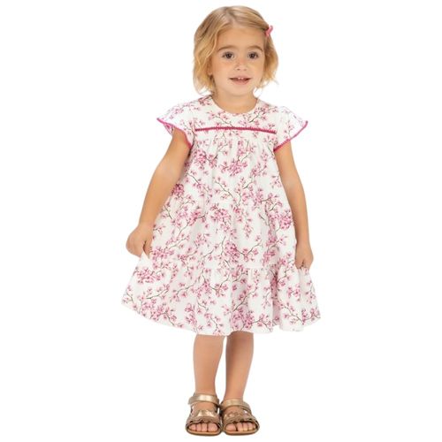 Vestido bicolor estampado para bebé niña