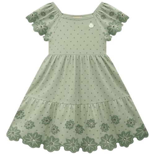 Vestido verde bordado para niña