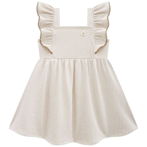 Vestido beige acanalado para niña