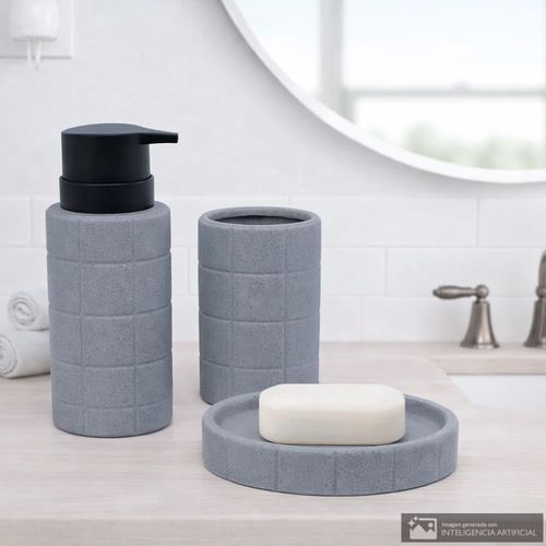Set 3 piezas de cerámica textura cuadros para baño