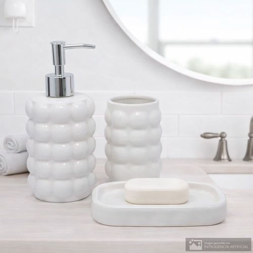 Set de 4 piezas de cerámica con textura para baño