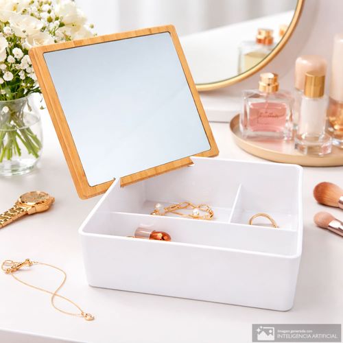 Caja organizadora con espejo 13x5.5 cm