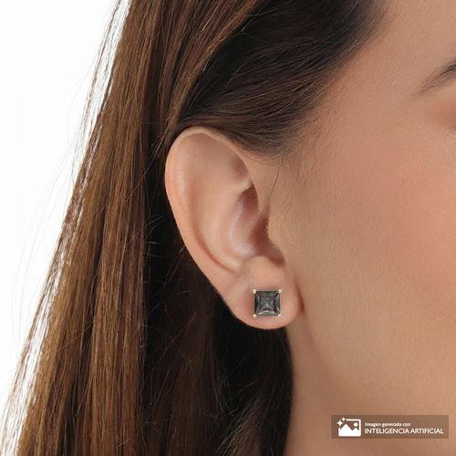 Aretes con piedra zirconia de brass en baño de oro para mujer