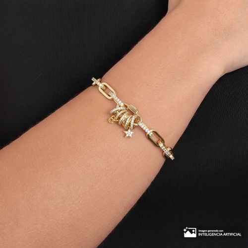 Pulsera con charms de brass con baño de oro 8 mm-23 cm para mujer