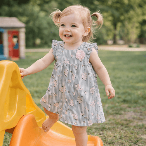 Vestido gris estampado para bebé niña
