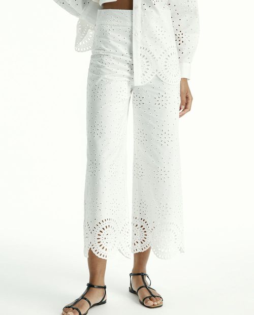 Pantalón Sfera culotte blanco de cintura alta para mujer