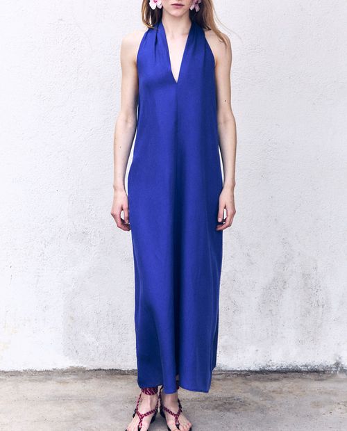 Vestido Sfera maxi azul de tirantes para mujer