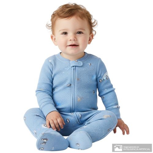 Pijama celeste con estampado para bebé niño
