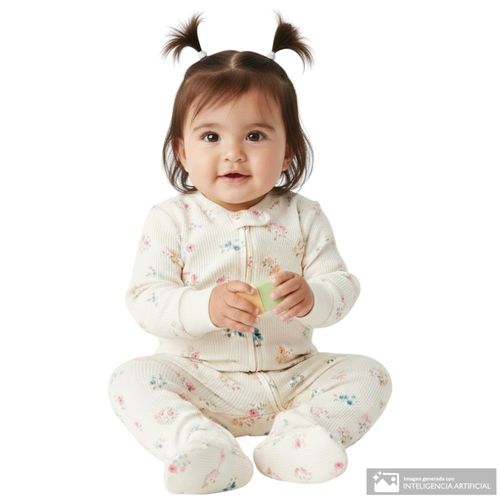 Pijama estampado floral para bebé niña