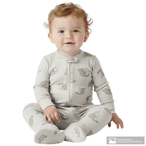 Pijama gris con estampado para bebé niño