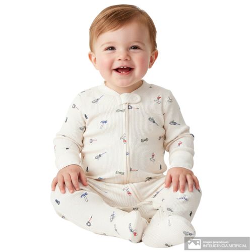 Pijama blanca con estampado para bebé niño