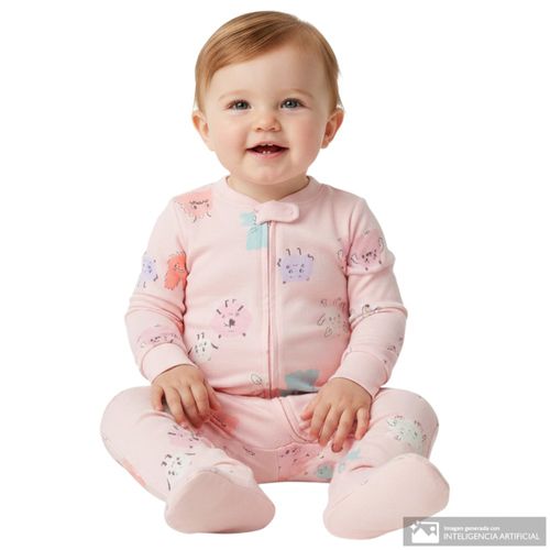 Pijama rosada con estampado para bebé niña