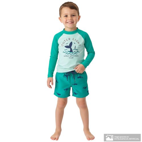 Camiseta de baño multiclor estampada para niño