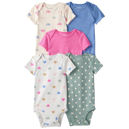 Set de 5 mamelucos multicolor estampado para bebé niña