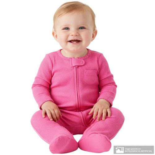 Pijama rosada acanalada para bebé niña