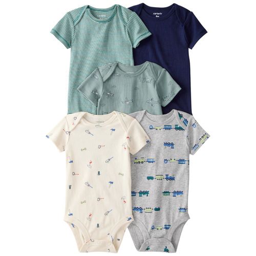 Set de 5 mamelucos multicolor estampado para bebé niño