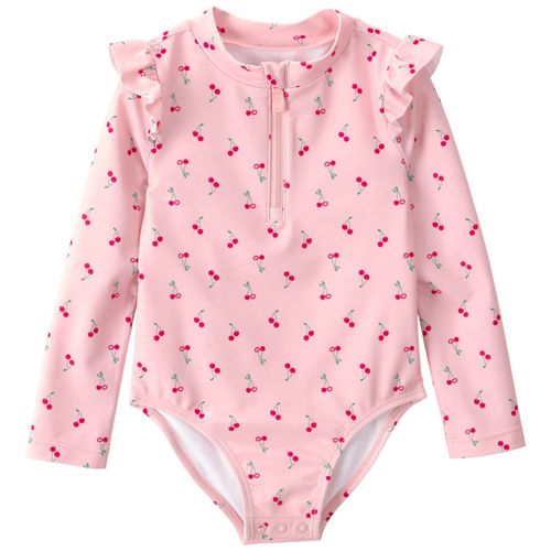Traje de baño de 1 pieza rosado con estampado para niña