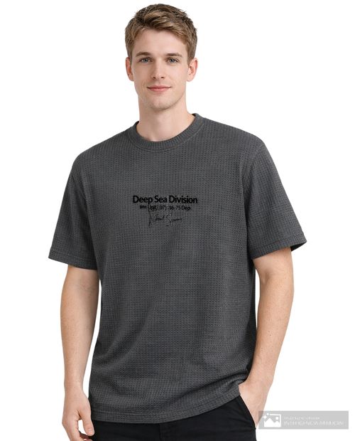 Camiseta Orange gris oscuro texturizada con estampado "Deep Sea Division" para hombre