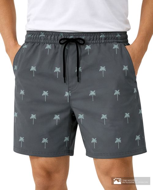 Calzoneta de baño Orange gris con mini print de palmeras para hombre