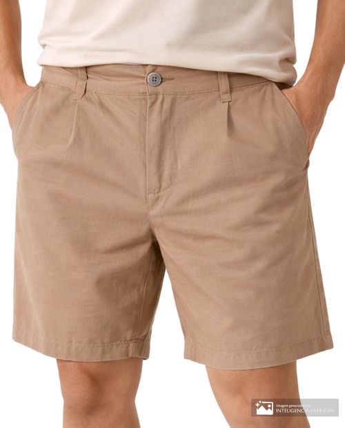 Short casual Gents wide fit café claro texturizado para hombre