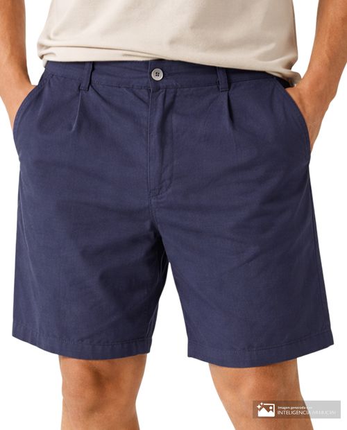 Short casual Gents wide fit azul navy texturizado para hombre