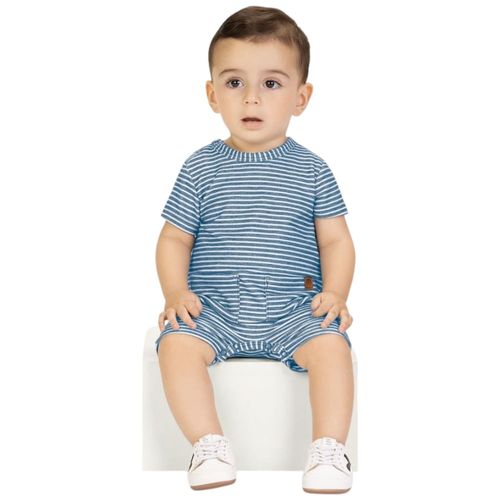 Romper azul rayado para bebé niño