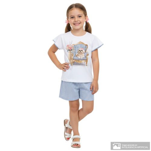 Conjunto bicolor estampado para niña