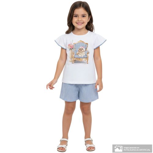 Conjunto bicolor estampado para niña