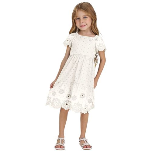 Vestido blanco bordado para niña
