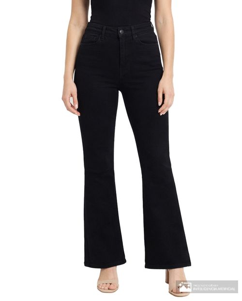 Jeans Sabrina flare negro de cintura alta para mujer