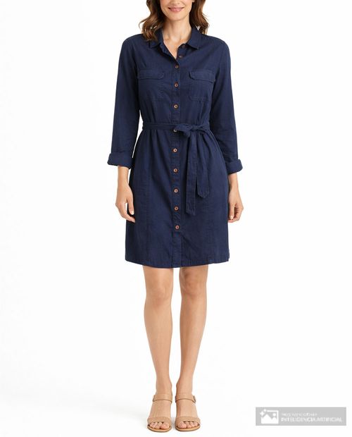Vestido Sabrina shirt dress azul manga larga para mujer