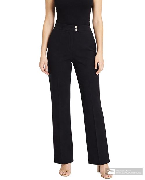 Pantalón Kasper Separates wide leg negro de cintura alta para mujer