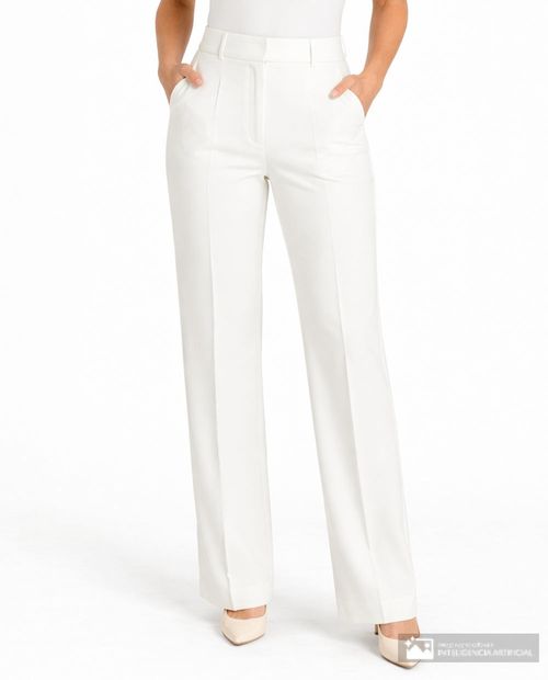 Pantalón Kasper Separates clásico blanco de cintura alta para mujer