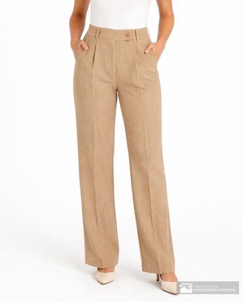 Pantalón Kasper Separates wide leg beige de cintura alta para mujer