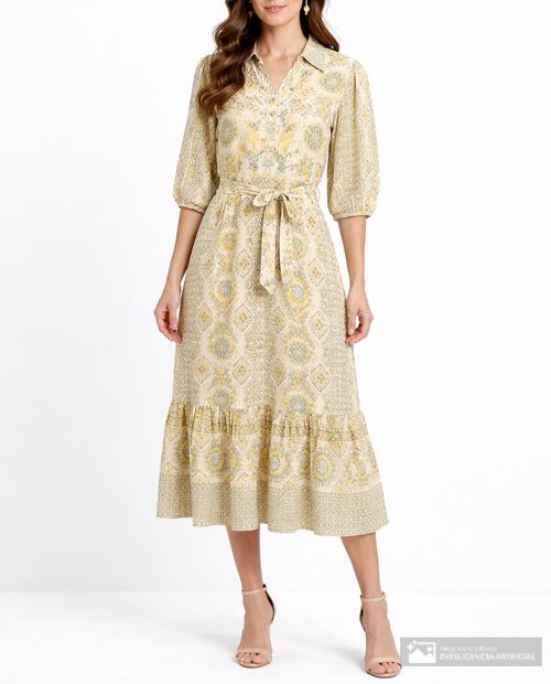 Vestido Danny & Nicole midi estampado manga 3/4 para mujer