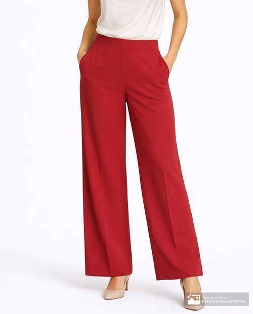 Pantalón Sabrina palazzo rojo de cintura alta para mujer