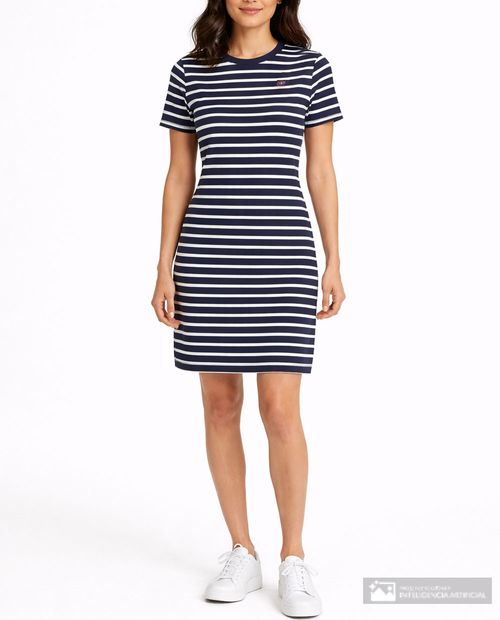 Vestido Tommy Hilfiger formal rayado manga corta para mujer